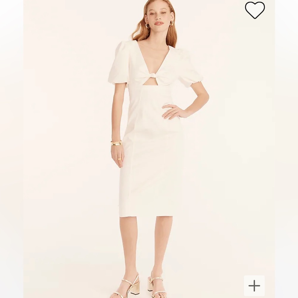 j. crew Cutout puff-sleeve dress in cotton twill